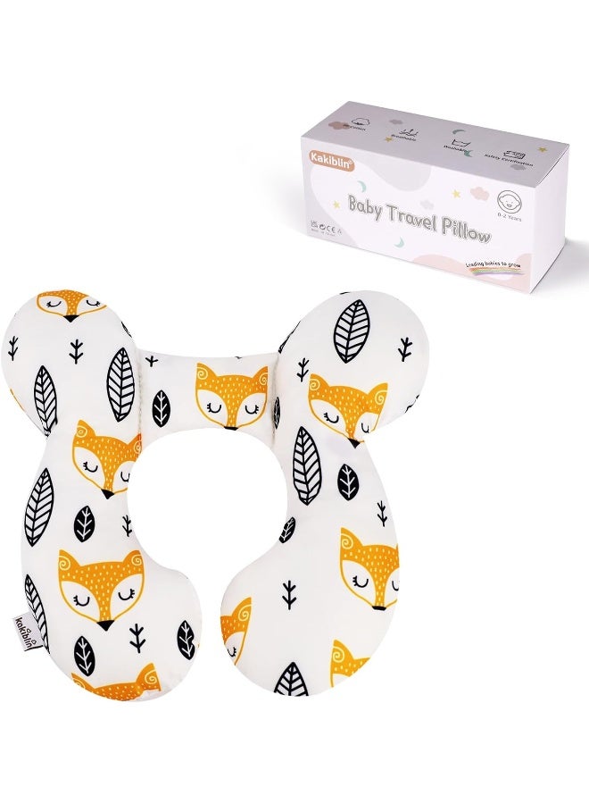 KAKIBLIN Baby Neck Pillow, Upgraded Baby Support Pillow for Head and Neck, Babies Head Pillow for Car Seat,Pushchair,Travel(Yellow Fox) - Image 1