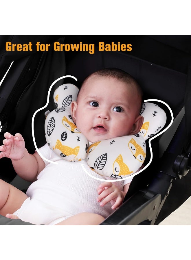 KAKIBLIN Baby Neck Pillow, Upgraded Baby Support Pillow for Head and Neck, Babies Head Pillow for Car Seat,Pushchair,Travel(Yellow Fox) - Image 4