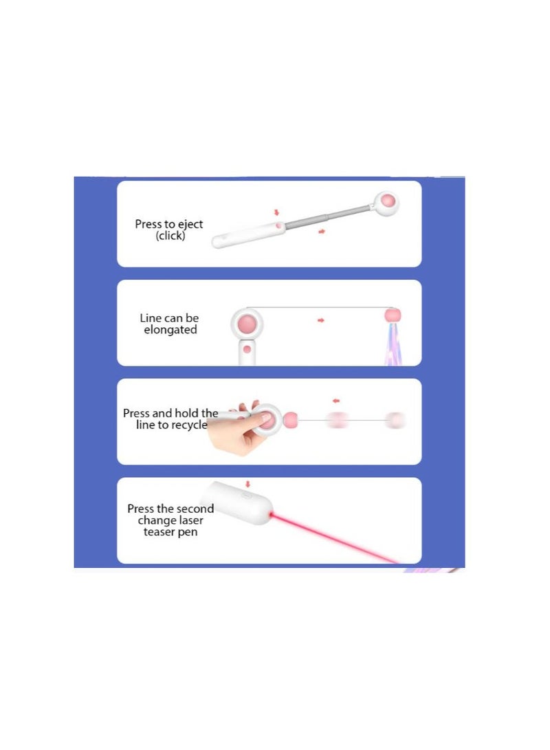 Telescopic Cat Stick Toy Tassel Cat Toys Teaser Wand Kitten Playing Laser Pen Pointer Toys Interactive Cat Toy -PINK - Image 5