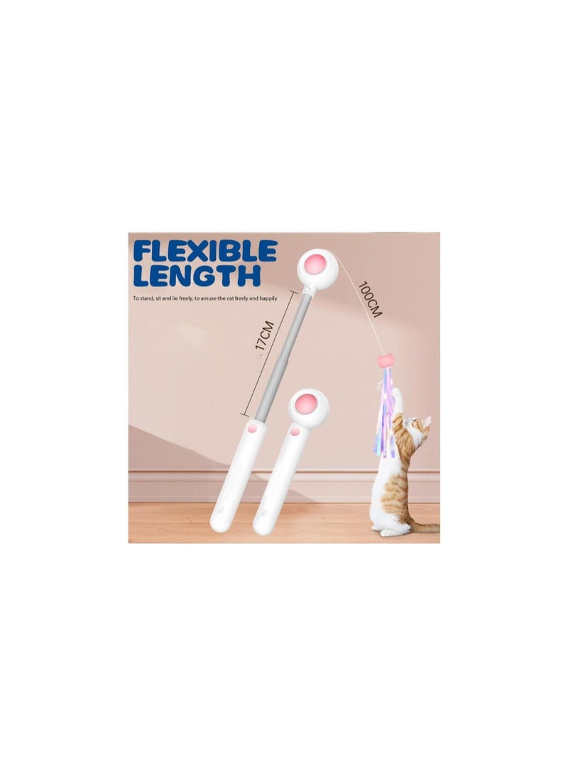 Telescopic Cat Stick Toy Tassel Cat Toys Teaser Wand Kitten Playing Laser Pen Pointer Toys Interactive Cat Toy -PINK - Image 3