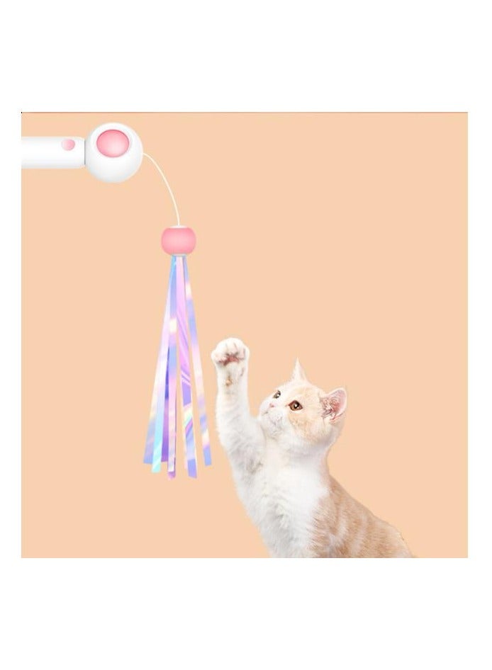 Telescopic Cat Stick Toy Tassel Cat Toys Teaser Wand Kitten Playing Laser Pen Pointer Toys Interactive Cat Toy -PINK - Image 2
