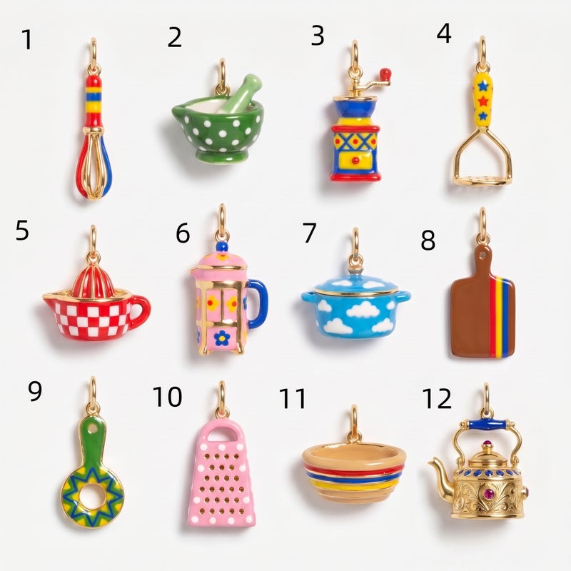 12-Piece Kitchen Appliance Pendant Necklace Set, Stainless Steel - Image 2