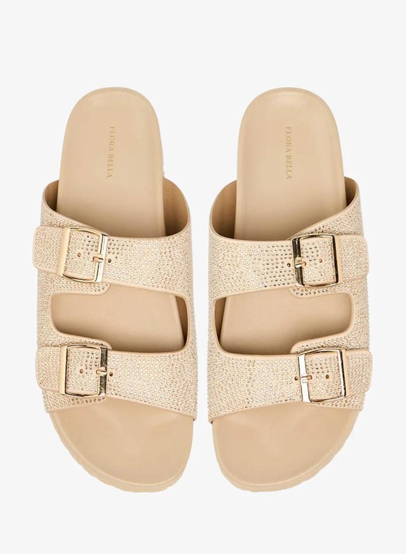 Flora Bella By Shoexpress Buckle Accent Slip-On Sandals