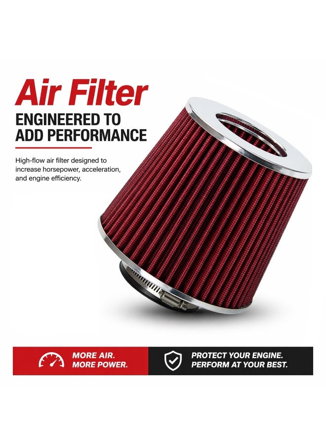 2 pcs Universal Round Tapered Air Filter High Flow Performance Cone Air Intake Filter Washable Reusable Engine Air Filter for Car SUV Bike Increased Airflow Better Acceleration Engine Protection Clamp Fit Design - Image 3