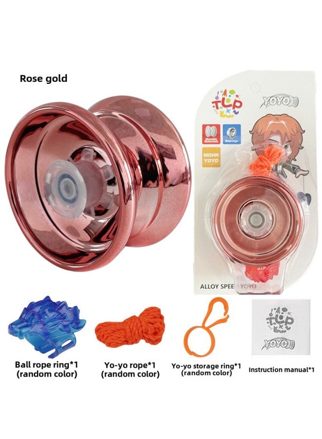 Alloy Yo-yo Light Yo-yo Automatic Sleeping Swing Dead Sleep Live Sleep Yoyoyo Ball Toy Gift Gloves-Color:Rose Red Alloy Yo-Yo (no Light) + Hanging Ring - Image 1