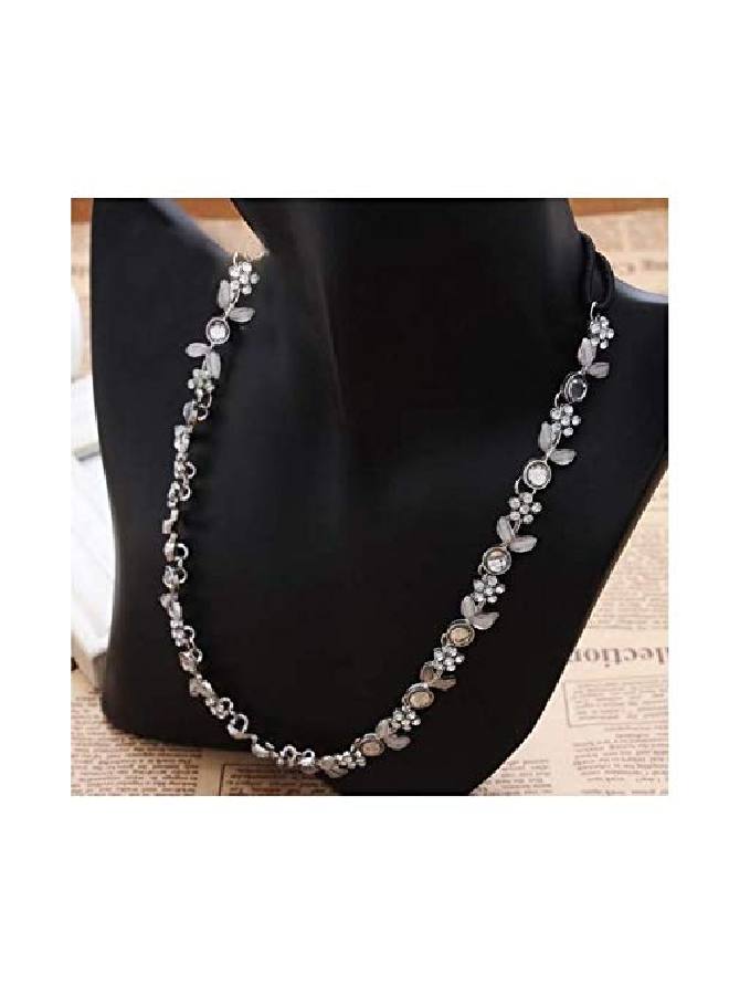 JOVANA 1Pc Women Silver Rhinestone Flower Hair Band Elastic Headband - Image 4