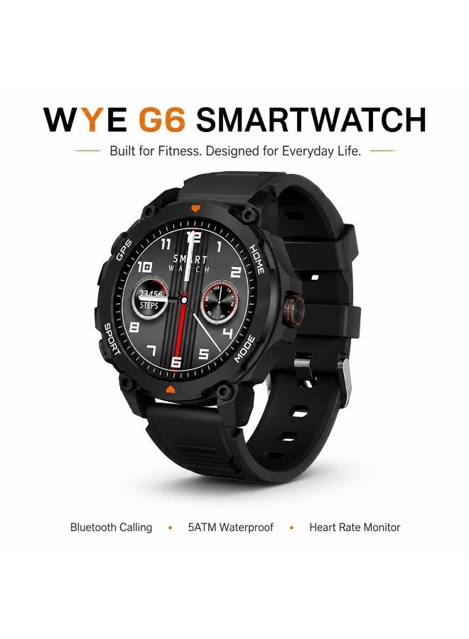 WYE 5ATM Waterproof Fitness Smartwatch | Bluetooth Smartwatch | Activity Tracker watch | Heart Rate Monitor | Sports Modes Smartwatch | Compatible with Android & iOS | Black - Image 1
