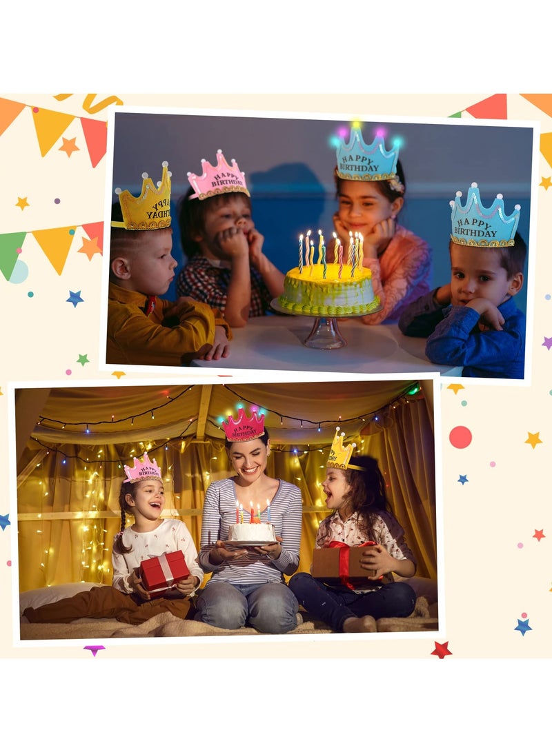 SOLARAE 10 Pcs Light up LED Crown Tiaras, Birthday Party Crowns Party Headband with LED Lights for Birthday Party Birthday Costume Party Favors Supplies (4 Red+2 Pink+2 Blue+2 Yellow) - Image 2