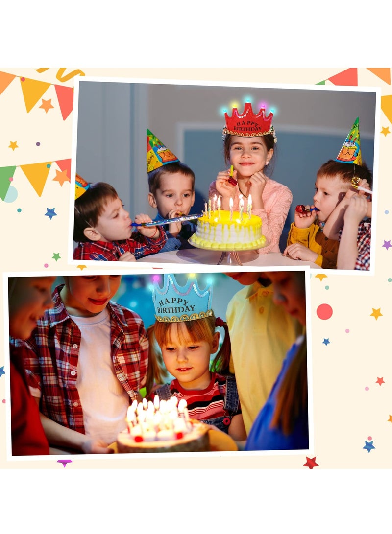 SOLARAE 10 Pcs Light up LED Crown Tiaras, Birthday Party Crowns Party Headband with LED Lights for Birthday Party Birthday Costume Party Favors Supplies (4 Red+2 Pink+2 Blue+2 Yellow) - Image 3