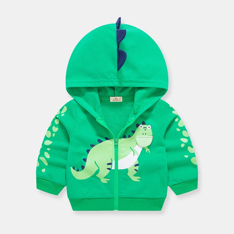 2024 Dinosaur Theme Boys Autumn Jacket Kids Sweater Cardigan wt5009 Green 