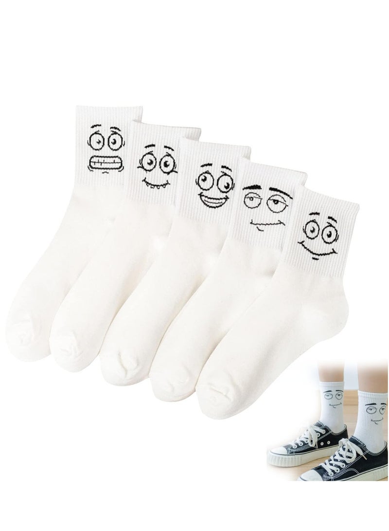 Excefore Womens Girls Socks, Novelty Funny Smiley Socks, Knitted Novelty Comfy Cotton Girl Dress Funny Crew Sock Aesthetic, Smiling Face Socks  - Image 1