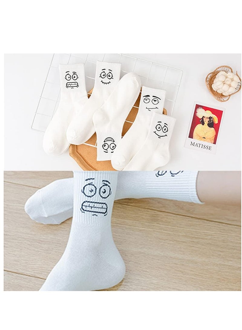 Excefore Womens Girls Socks, Novelty Funny Smiley Socks, Knitted Novelty Comfy Cotton Girl Dress Funny Crew Sock Aesthetic, Smiling Face Socks  - Image 2