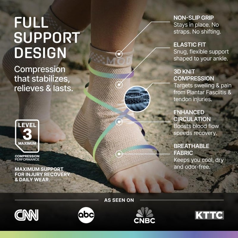 Modvel Foot & Ankle Brace Socks for Sprained Ankle Compression Sleeve - Plantar Fasciitis Relief Brace, Foot Support for pain Women & Men - Tendonitis & Arthritis Feet Sleeve, Stabilizing Ankles Wrap - Image 4