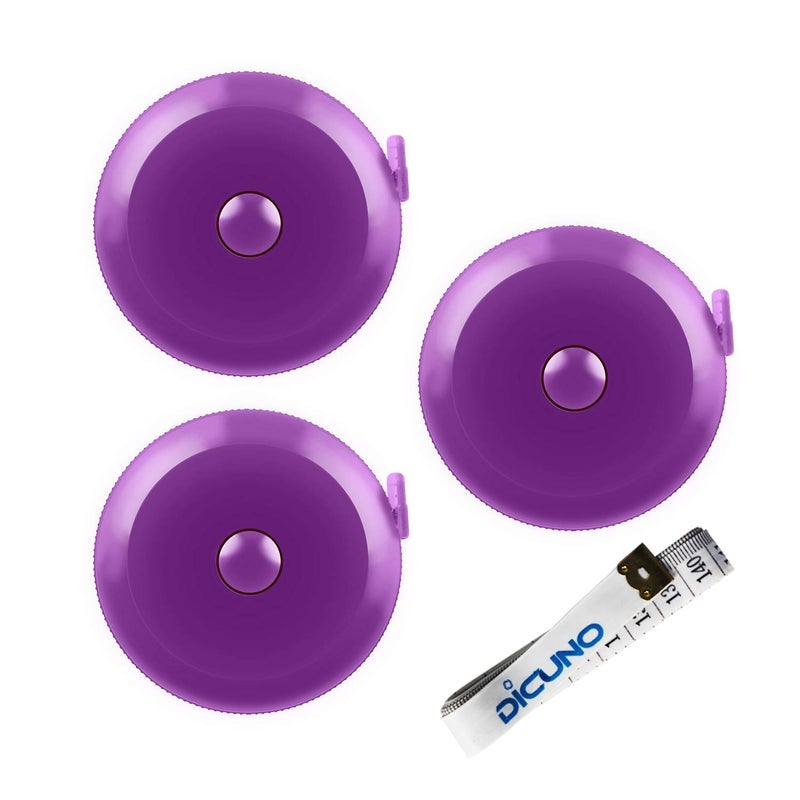 DiCUNO DiCUNO 60Inch 15 Meter Soft and Retractable Tape Body Tailor Sewing Craft Cloth Dieting Measuring Tape 3 Pcs of Purple 