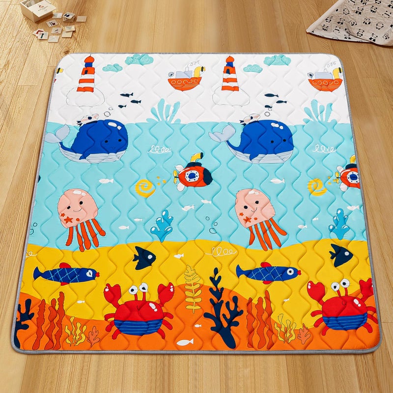 TreeBud Baby Play Mat - Thicken 50x50 Inch Soft Foam Crawling Mat for Playpen & Floor, Non-Slip Waterproof Playmats for Infants & Toddlers, Portable Foldable & Machine Washable, Ocean World - Image 2