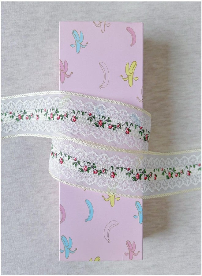 SuiGlory Vintage Lace Trim, Pink Embroidery Lace Ribbons for Crafts, Lace for Sewing Wedding/Bridal Decoration, 10 Yards (Style 2) - Image 3