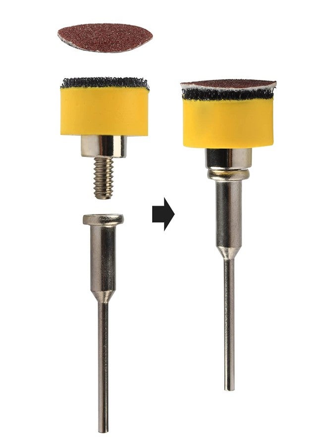 ياكاموز مجموعة وسادات أقراص الصنفرة من ياكاموز، 100 قطعة، مقاس 1 بوصة، مع ورق صنفرة بخطاف وحلقة، مع وسادات دعم بقطر 1/8 بوصة، وحامل لوحة لأداة دوارة من دريميل - Image 4