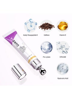 OUKEYA OUKEYA 2 Pcs Eye Cream for Dark Circles, Under Eye Cream Anti Aging Wrinkles, Eye Cream for Puffiness & Bags Under Eyes, Dark Circles Under Eye Treatment with Massage Roller  - Image 2