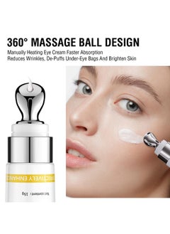 OUKEYA OUKEYA 2 Pcs Eye Cream for Dark Circles, Under Eye Cream Anti Aging Wrinkles, Eye Cream for Puffiness & Bags Under Eyes, Dark Circles Under Eye Treatment with Massage Roller  - Image 4