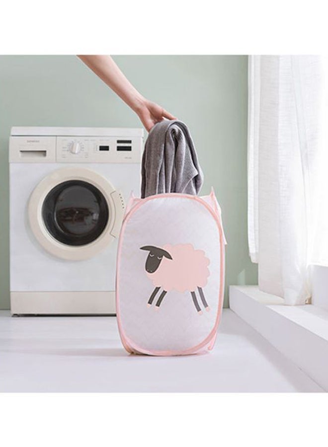 NIBEMINENT Foldable Handle With Stand Storage Laundry Basket Pink 50x30x30centimeter - Image 2