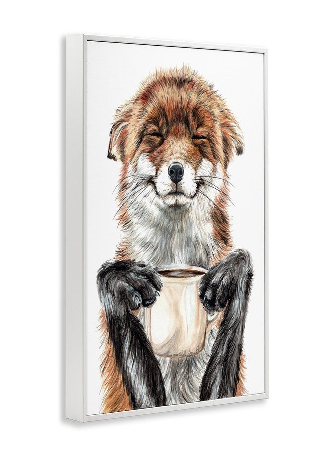 Stupell Industries Happy Fox with Coffee White Framed Giclee Art Design by Holly Simental - Image 3