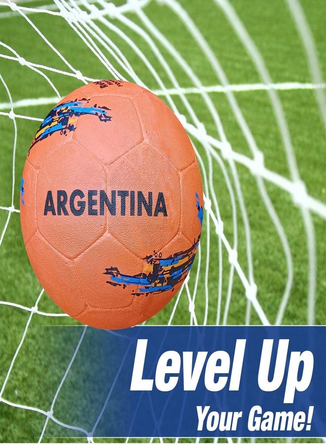 vickytransform Vicky Transform Argentina Football Rubber Moulded Stitched Butyl Bladders Soccer Ball for Seniors Beginners Recreational Training Matches - Orange,(Needle Included) - Image 4