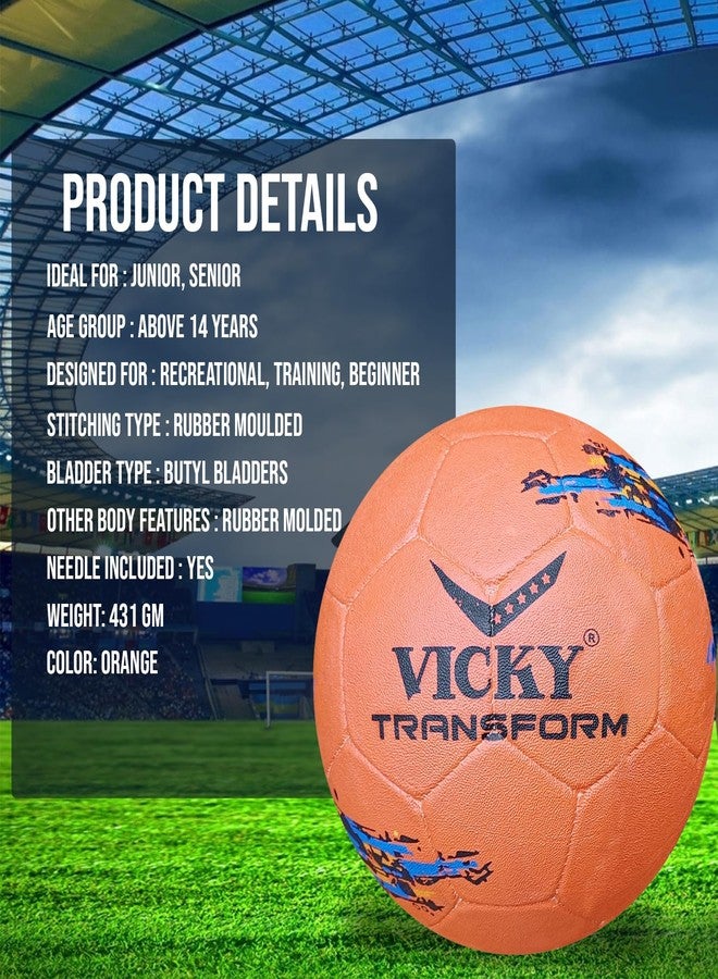 vickytransform Vicky Transform Argentina Football Rubber Moulded Stitched Butyl Bladders Soccer Ball for Seniors Beginners Recreational Training Matches - Orange,(Needle Included) - Image 5