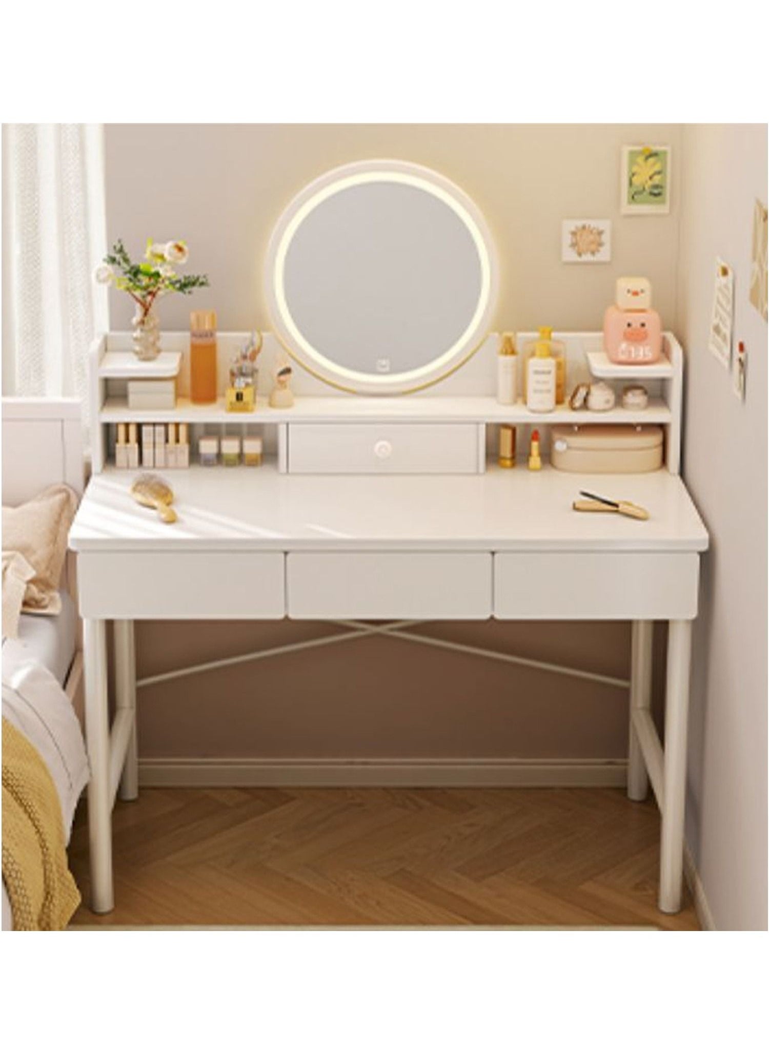 keke Makeup Vanity Table Dressing Table Flip Mirror With Drawers 