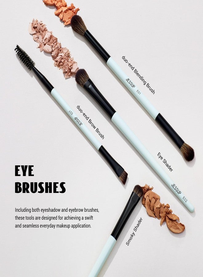 Jessup Makeup Brush Set 6pcs Double Sided Makeup Brushes Foundation Contour Blush Highlight Blending Eyebrow Brush Eyeshadow Brush, Vegan Fiber Make up Brush Bright Cyan T501 - Image 5