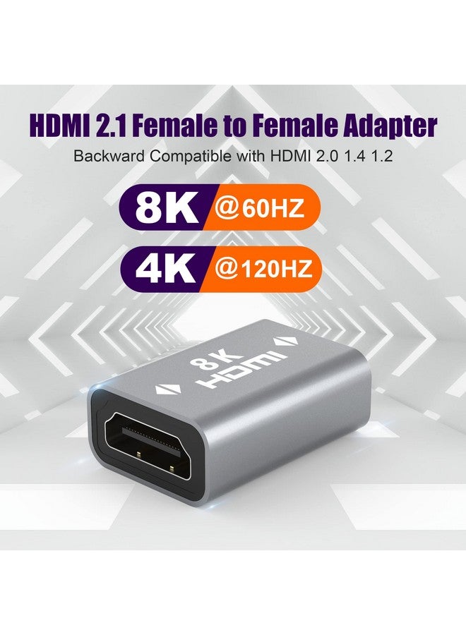 AGVEE عبوة 2 موصل Hdmi أنثوي إلى أنثوي 8K@60Hz Hdr Hdmi 2.1 محول موصل تمديد متوافق مع Hdmi 2.0 1.4 غلاف سبيكة لجهاز Hdtv Roku Stick Switch Xbox One Ps4 Pc رمادي - Image 3