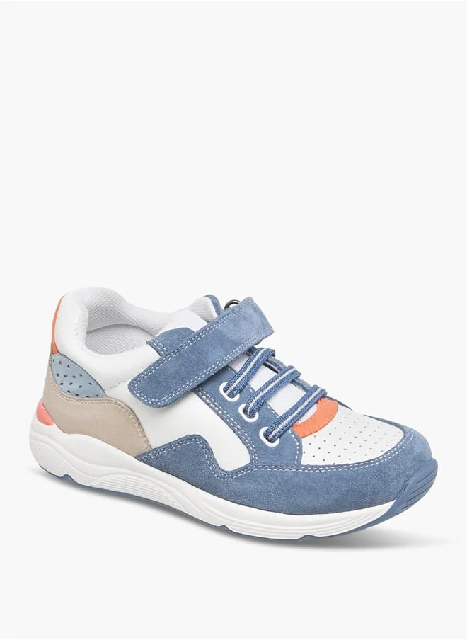 JUNIORS Boys Panelled Sneakers with Hook and Loop Closure