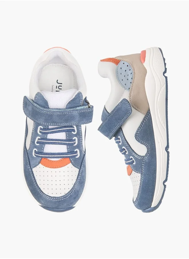 JUNIORS Boys Panelled Sneakers with Hook and Loop Closure