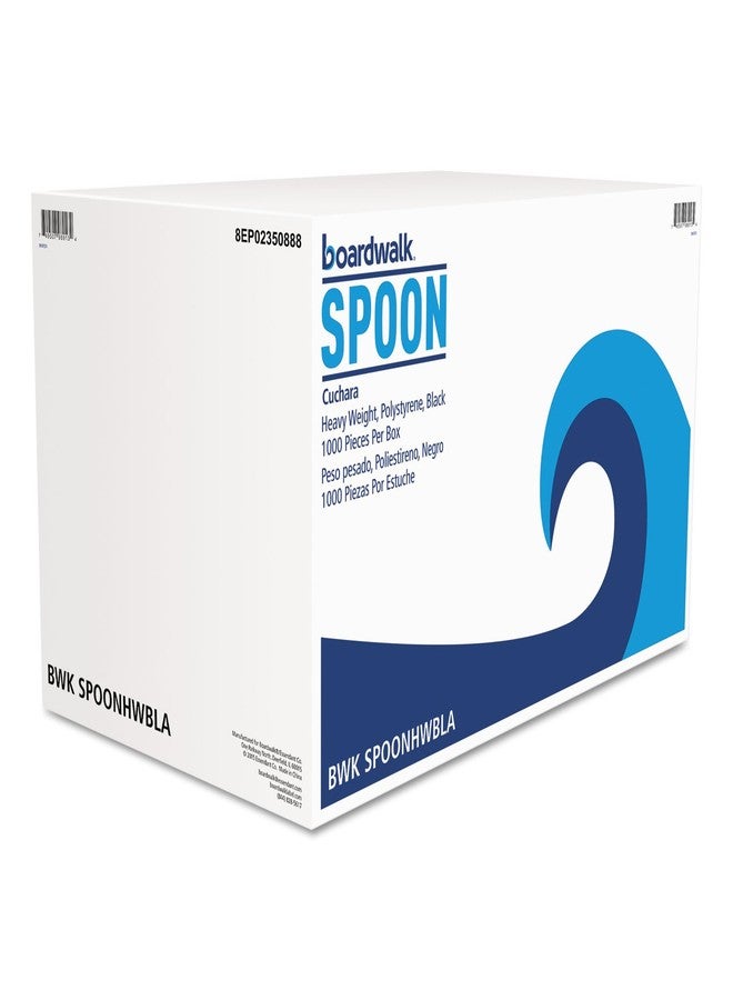 Boardwalk SPOONHWBLA Heavyweight Polystyrene Cutlery, Teaspoon, Black, 1000/Carton - Image 3