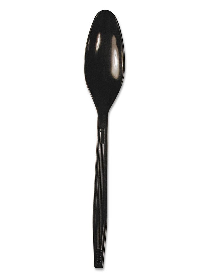 Boardwalk SPOONHWBLA Heavyweight Polystyrene Cutlery, Teaspoon, Black, 1000/Carton - Image 2
