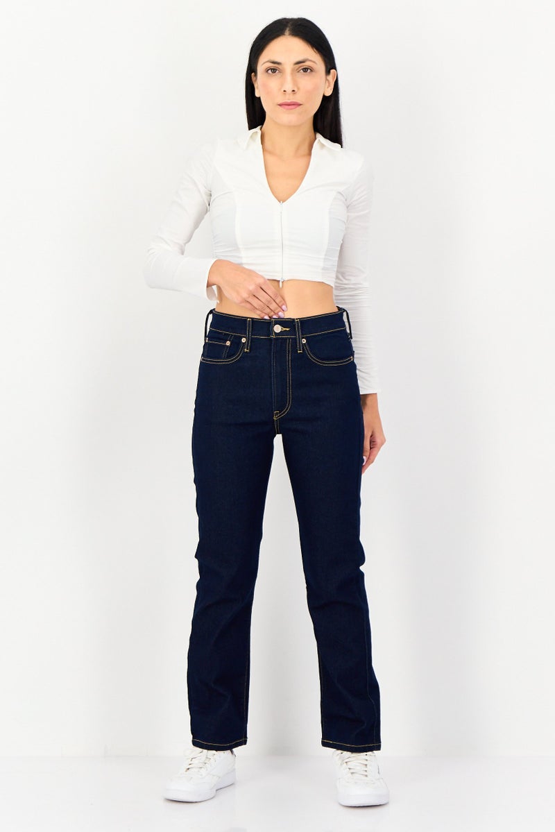 Levi's Women Regular Fit Solid Stretchable Jeans, Navy - Image 2