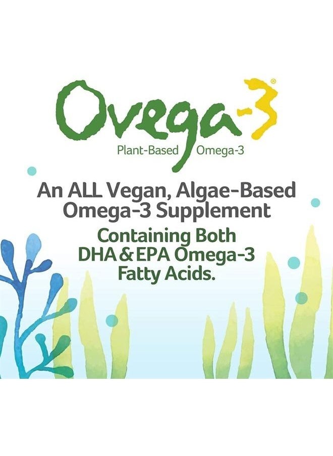 OVEGA-3 - Vegan Algae Omega-3 Daily Supplement | Supports Heart, Brain & Eye Health*| No Fishy Aftertaste | 500 mg Omega-3s | 135 mg EPA + 270 mg DHA | Fish Oil Alternative | Vegetarian Softgels 90 CT - Image 1