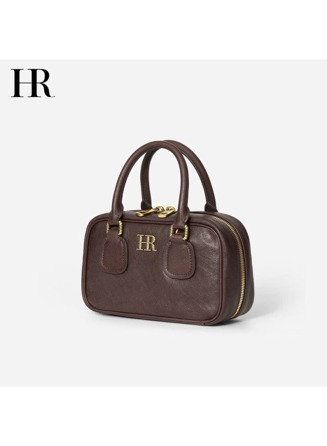 Hr Helena Women's Bag Single Shoulder Crossbody Bag Women's Handbag Vegetable Tanned Cowhide Boston Bag Handheld Bag Birthday Gift - Image 5