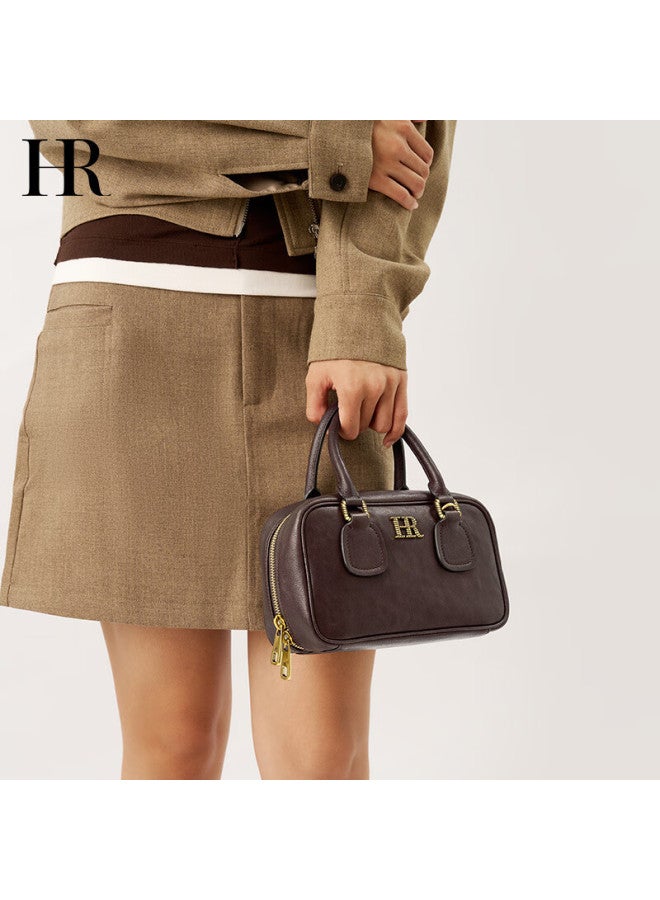 Hr Helena Women's Bag Single Shoulder Crossbody Bag Women's Handbag Vegetable Tanned Cowhide Boston Bag Handheld Bag Birthday Gift - Image 2