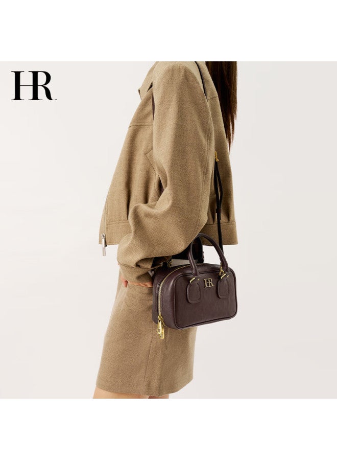 Hr Helena Women's Bag Single Shoulder Crossbody Bag Women's Handbag Vegetable Tanned Cowhide Boston Bag Handheld Bag Birthday Gift - Image 1