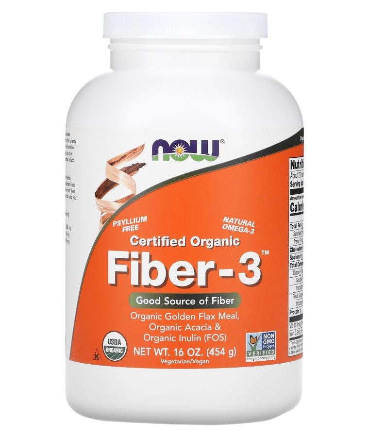 now Certified Organic Fiber-3 Powder 16 oz (454 g)