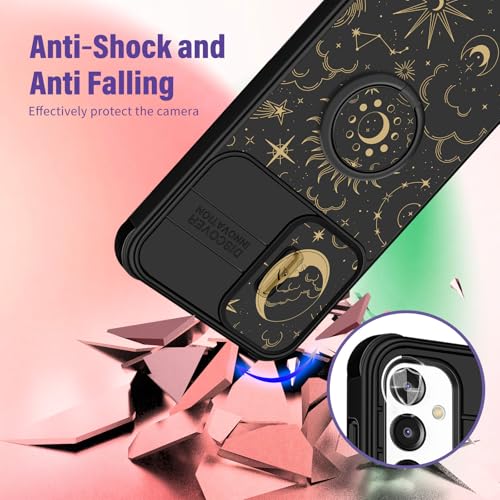Funermei for Samsung Galaxy A16/A17 5G Phone Case - Women Girls Cute Phone Cover Girly Pretty Aesthetic Stars Sun Moon Unique Design with Camera Cover Ring Stand Funda for Galaxy A16/A17 5G Case - Image 3