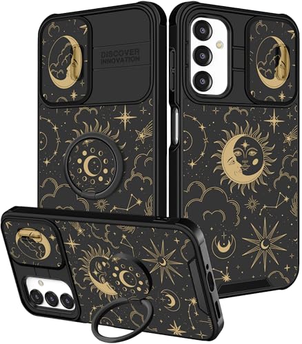 Funermei for Samsung Galaxy A16/A17 5G Phone Case - Women Girls Cute Phone Cover Girly Pretty Aesthetic Stars Sun Moon Unique Design with Camera Cover Ring Stand Funda for Galaxy A16/A17 5G Case - Image 1