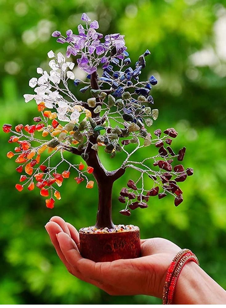 شجرة المال المصنوعة من الأحجار الكريمة الطبيعية من لجلب الحظ السعيد والثروة والازدهار، ديكور منزلي ومكتبي، هدية روحانية - Image 4