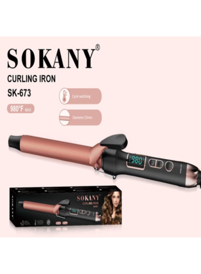 مكواة الشعر الكيرلي Sokany SK-673 Curling Iron بمستويات للحرارة متعددة و بقوة 980 درجة فهرنهايت وشاشة ديجيتال - Image 4