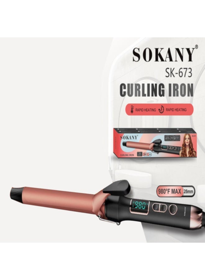 مكواة الشعر الكيرلي Sokany SK-673 Curling Iron بمستويات للحرارة متعددة و بقوة 980 درجة فهرنهايت وشاشة ديجيتال - Image 5