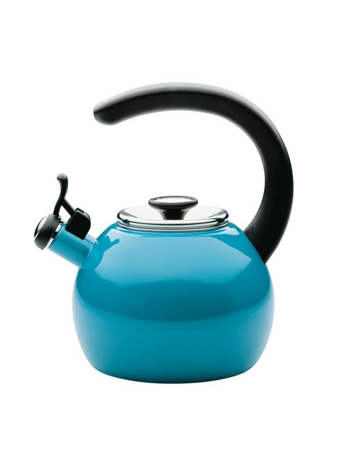 Circulon Enamel On Steel Whistling Tea Kettle | Hot Water Kettle with Heat-Resistant Phenolic Grip, 1.9 Liters | Gas stovetop and Induction Compatible, Sky Blue - Image 1