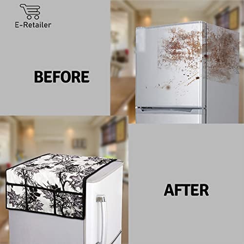 E-Retailer® Exclusive Combo Set of Appliances Cover (1 Pc. of Fridge Top Cover, 2 Pc. of Refrigerator Handle Cover and 4 Pc. Of Refrigerator Mat/Fridge Shelf Mat) ( Black, Design-Floral, Set Contains- 7 Pcs) - Image 3