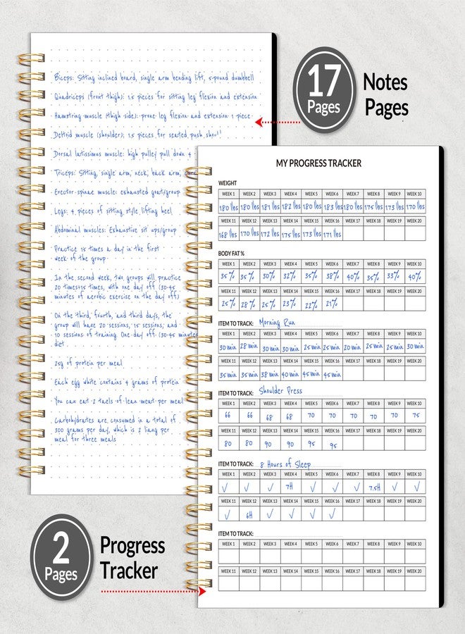 SUNEE 2026 Fitness Workout Journal Planner for Women & Men, JAN 2026 - DEC 2026 Exercise Planner, 6.4" x 8.3" Workout Calendar Journal Essentials Gift for Goals, Tracking, Gifts with PVC Plastic Cover,Black - Image 5