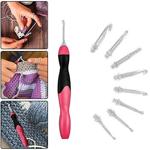 Jahyshow 9 Sizes Crochet Hook Set: Interchangeable Crochet Hooks with Light - Light Up Crochet Hooks for Stitch & Row Counter, DIY Craft Supplies,Yarn Crochet Kit for Beginners (2.5mm to 6.5mm Heads) - Image 4