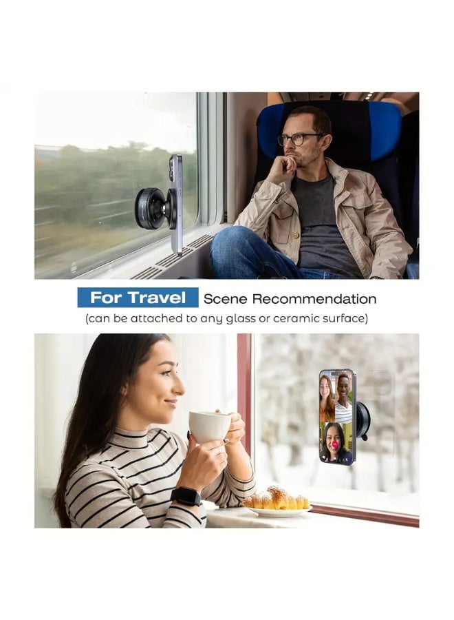 Arabash Adjustable Vacuum Magnetic Suction Cup Phone Holder, Suitable for Car/Gym/Mirror/Smooth Surfaces Hands-Free Stand, Compatible with All Smartphones - Image 2